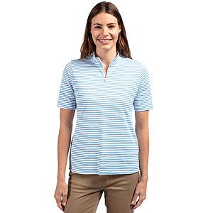 Cutter & Buck Virtue Recycled Stripe Featherlight Pique Womens Half Zip