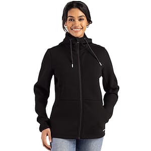 Cutter & Buck Roam Recycled Buttery-Soft Knit Womens Full Zip Hooded Jacket