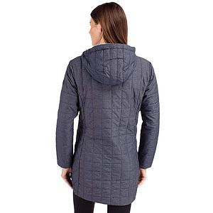 Cutter & Buck Rainier Recycled Insulated Puffer Womens Full Zip Hooded Long Coat