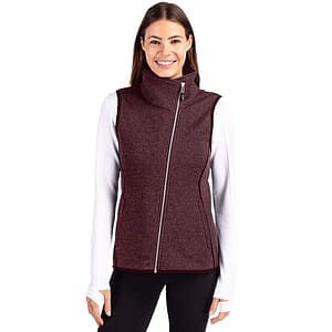 Cutter & Buck Mainsail Sweater-Knit Womens Full Zip Asymmetrical Vest