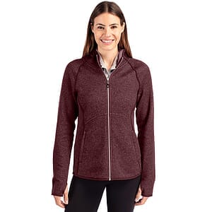Cutter & Buck Mainsail Sweater-Knit Womens Full Zip Hooded Jacket