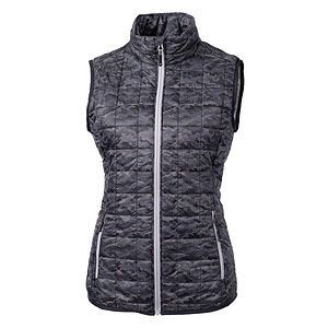 Cutter & Buck Rainier Recycled Insulated Printed Puffer Womens Full Zip Vest