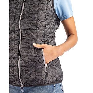 Cutter & Buck Rainier Recycled Insulated Printed Puffer Womens Full Zip Vest