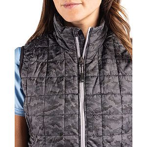 Cutter & Buck Rainier Recycled Insulated Printed Puffer Womens Full Zip Vest