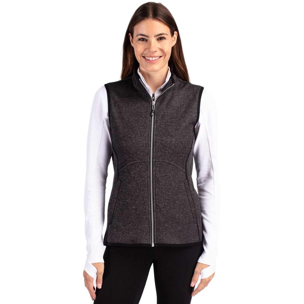 Cutter & Buck Mainsail Sweater-Knit Womens Full Zip Vest