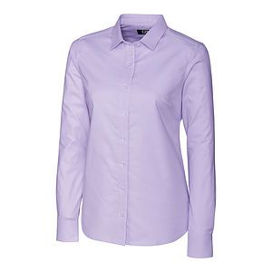 Cutter & Buck Stretch Oxford Stripe Womens Long Sleeve Dress Shirt