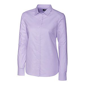 Cutter & Buck Stretch Oxford Stripe Womens Long Sleeve Dress Shirt