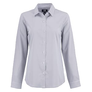 Cutter & Buck Skyline Recycled Pinstripe Womens Long Sleeve Spread Collar Dress Shirt