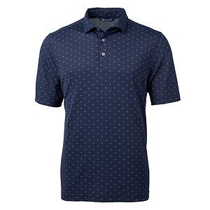 Cutter & Buck Virtue Recycled Tile Print Featherlight Pique Mens  Polo