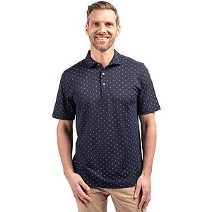 Cutter & Buck Virtue Recycled Tile Print Featherlight Pique Mens  Polo