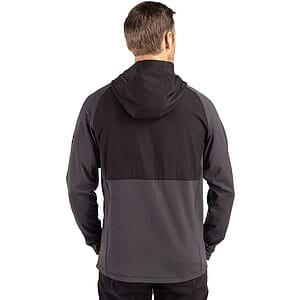 Cutter & Buck Peshastin Recycled Grid Fleece Mens Hybrid Hooded Full Zip Jacket
