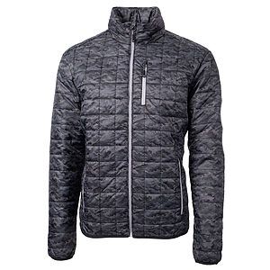 Cutter & Buck Rainier Recycled Insulated Printed Puffer Mens Full Zip Jacket
