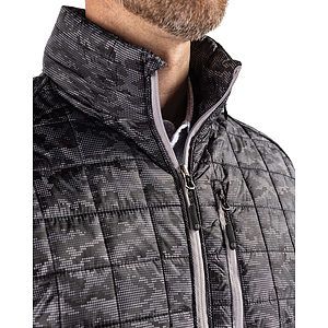 Cutter & Buck Rainier Recycled Insulated Printed Puffer Mens Full Zip Jacket