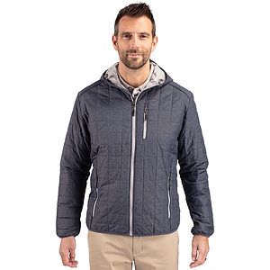 Cutter & Buck Rainier Recycled Insulated Puffer Mens Full Zip Hooded Jacket