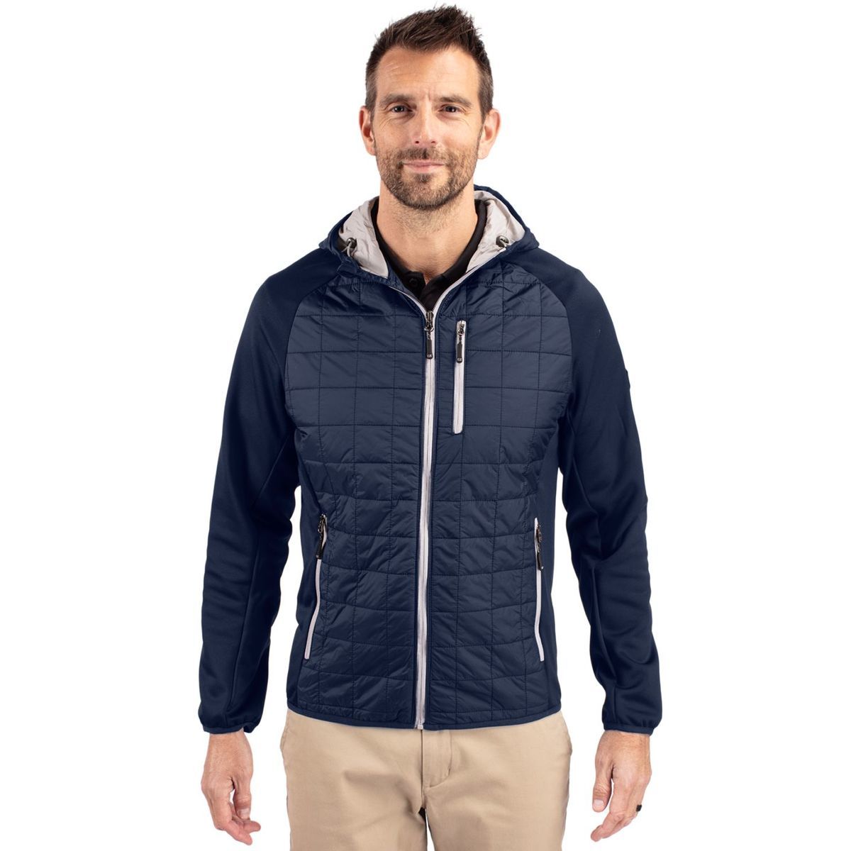 Cutter & Buck Rainier Recycled Insulated Hybrid Puffer Mens Full Zip Jacket