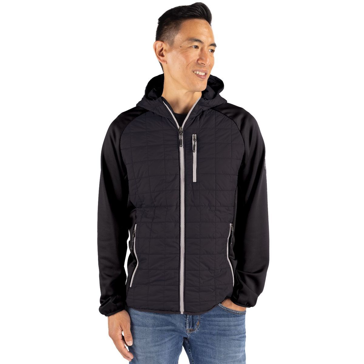 Cutter & Buck Rainier Recycled Insulated Hybrid Puffer Mens Full Zip Jacket