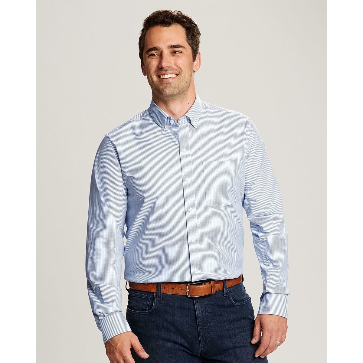 Cutter & Buck Stretch Oxford Stripe Mens Big and Tall Long Sleeve Dress Shirt Big & Tall