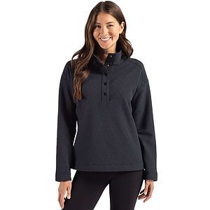 Cutter & Buck Hunts Point Recycled Fleece Womens Hybrid Snap Placket Pullover