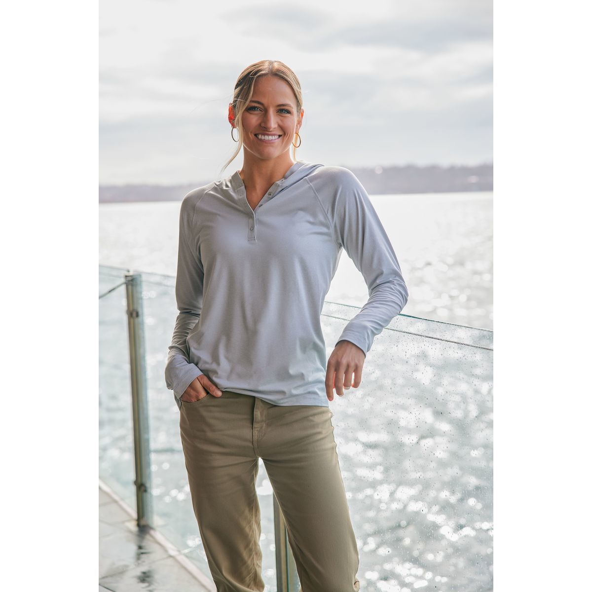 Cutter & Buck Coastline Recycled Double Peached Womens Hooded Pullover
