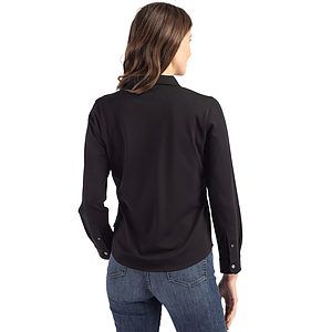 Cutter & Buck Advantage Recycled Cotton-Blend Pique Womens Long Sleeve Button Down Shirt