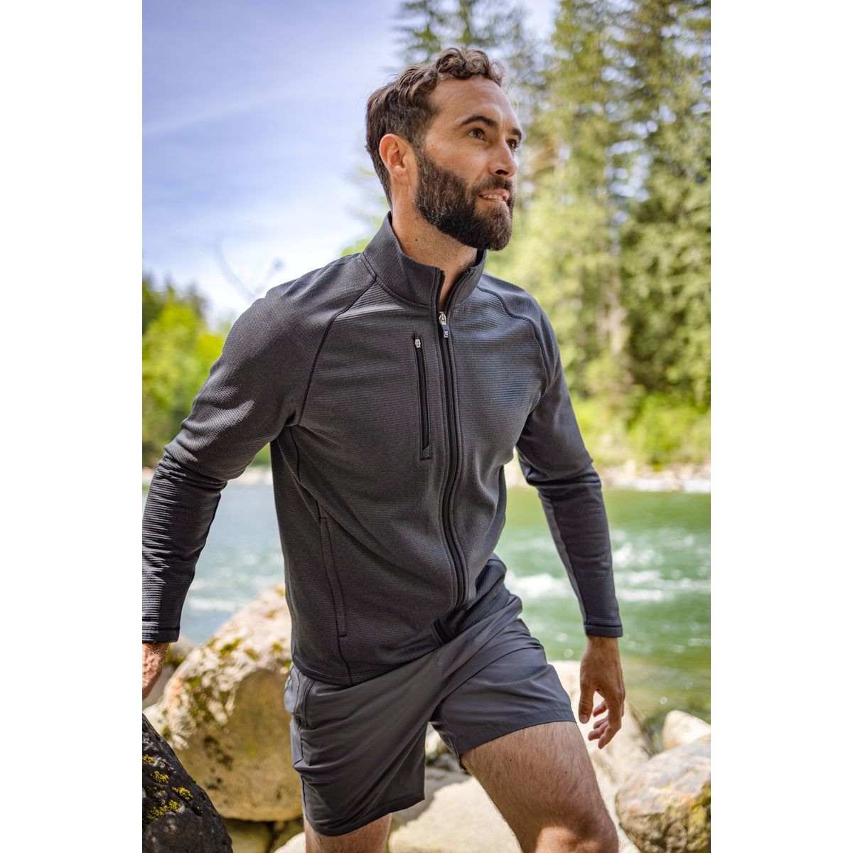 Cutter & Buck Peshastin Recycled Grid Fleece Mens Full Zip Jacket