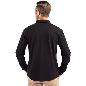 Cutter & Buck Advantage Recycled Cotton-Blend Pique Mens Long Sleeve Button Down Shirt