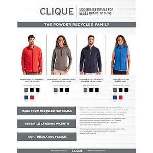 Clique Powder Recycled Fleece Mens Quarter Zip Jacket