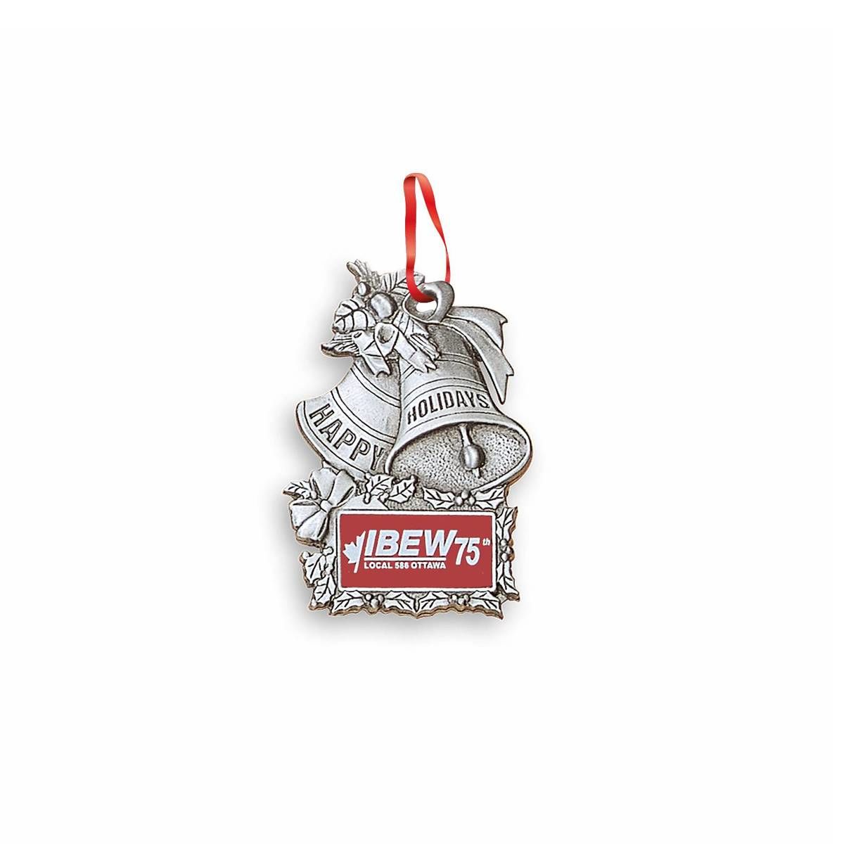 Stock Ornament (2.5 x 1.75 in Happy Holidays Bells)