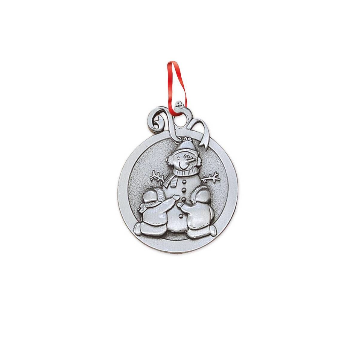 Stock Ornament (2'" dia. Children Building Snowman)