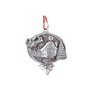 Stock Ornament (2 x 2 in Santa Over House Scene)