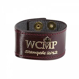 Synthetic Leather Bracelet with Embossed Logo (4 Snaps)