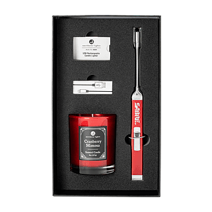 Zippo® Candy Apple Red Rechargeable Candle Lighter & 8 oz Cranberry Mimosa Candle Gift Set