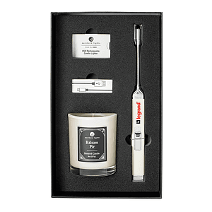 Zippo® Champagne Rechargeable Candle Lighter & 8 oz Balsam Fir Candle Gift Set