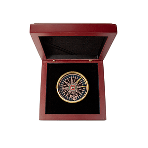 Cedar Creek® Mahogany Wood Box Desk Compass