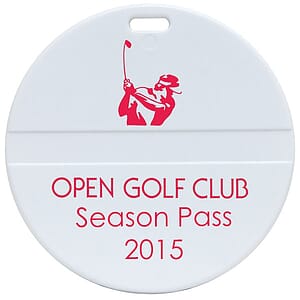 Round Golf Bag Tag w/ Clear Loop Strap
