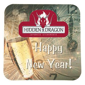 Full Color Process 60 Point New Year's Eve Pulp Board Coaster