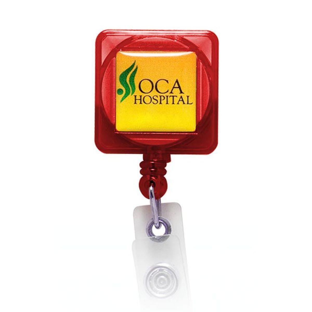 Domed Retractable Badge Holder (Square w/ Alligator Clip)