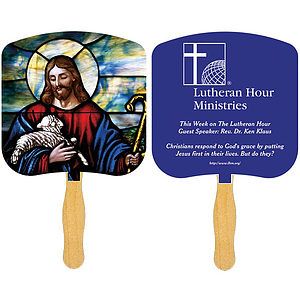 Religious Hand Fan/ Jesus the Good Shepard