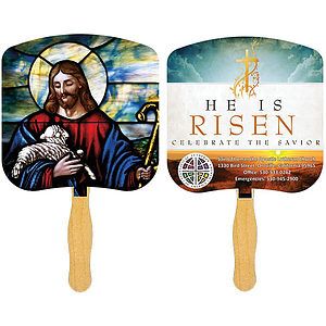 Jesus the Good Shepherd Fan with a Four Color Process Imprint