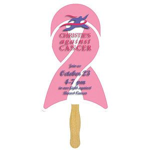 Ribbon Glued Hand Fan (1 Side/ Four Color Process Imprint)