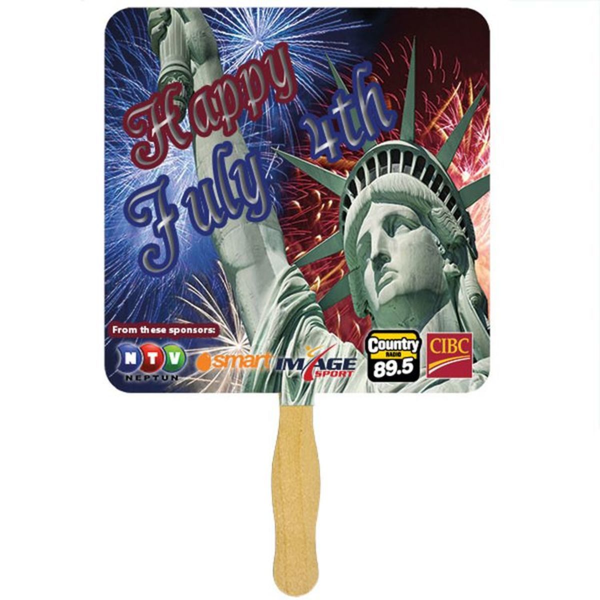 Square Sandwiched Hand Fan (2 Side/ Four Color Process Imprint)