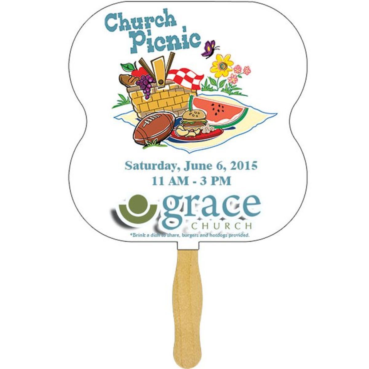 Hour Glass Sandwiched Hand Fan (2 Side/ Four Color Process)