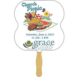 Hour Glass Sandwiched Hand Fan (2 Side/ Four Color Process)