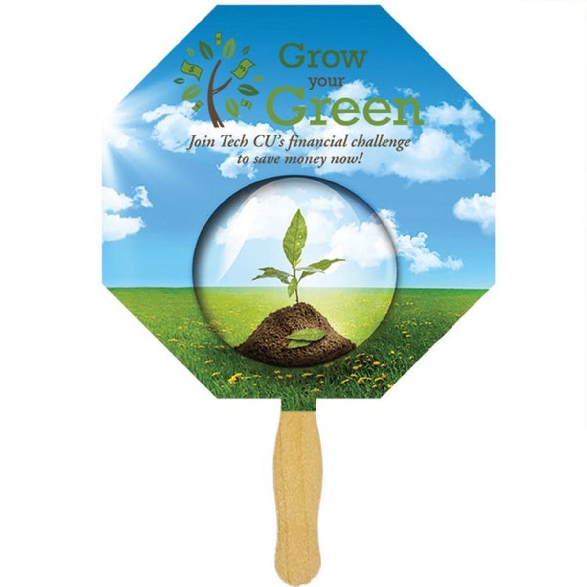 Octagon Sandwiched Hand Fan (2 Side/ Four Color Process)