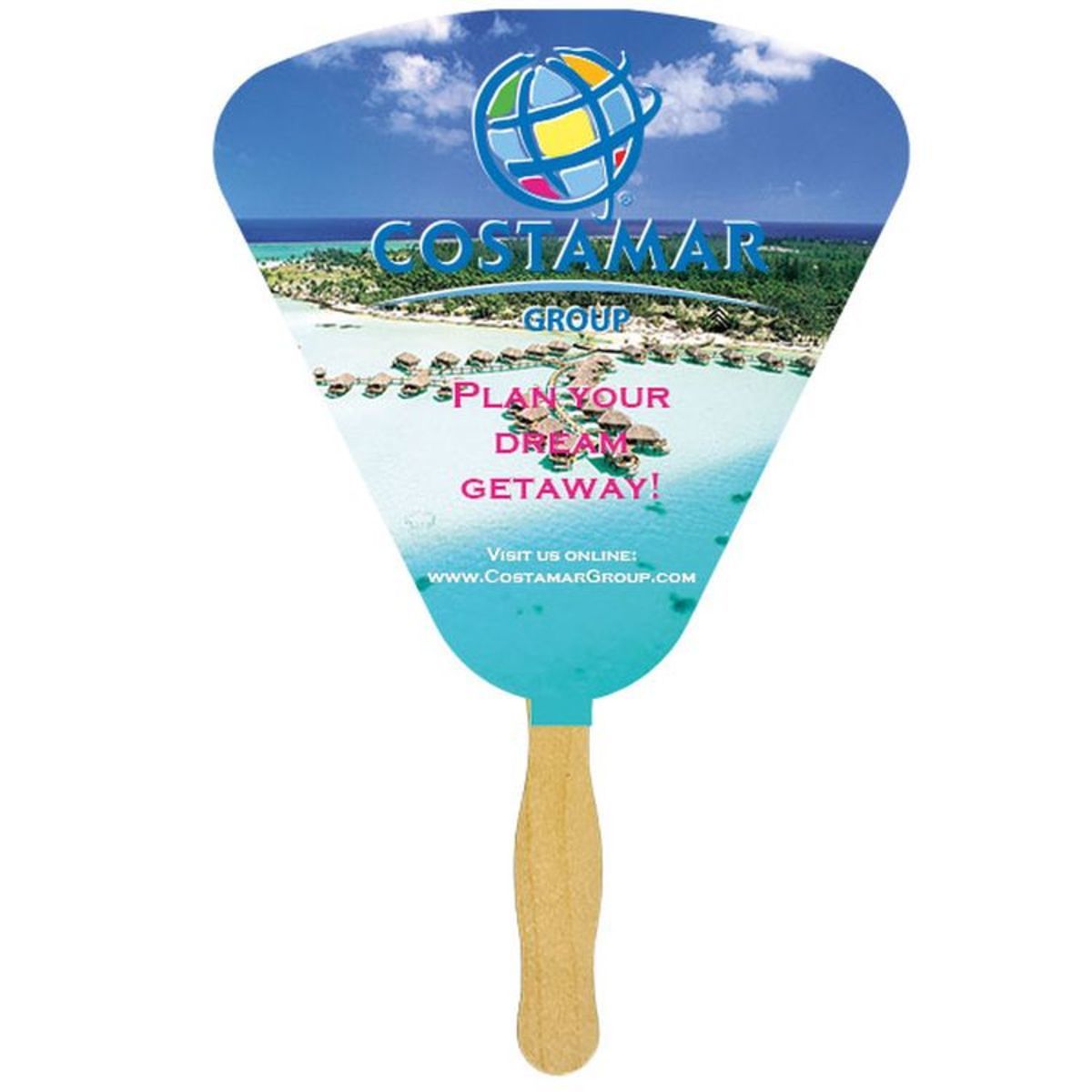 Seashell Sandwiched Hand Fan (2 Side/Four Color Process)
