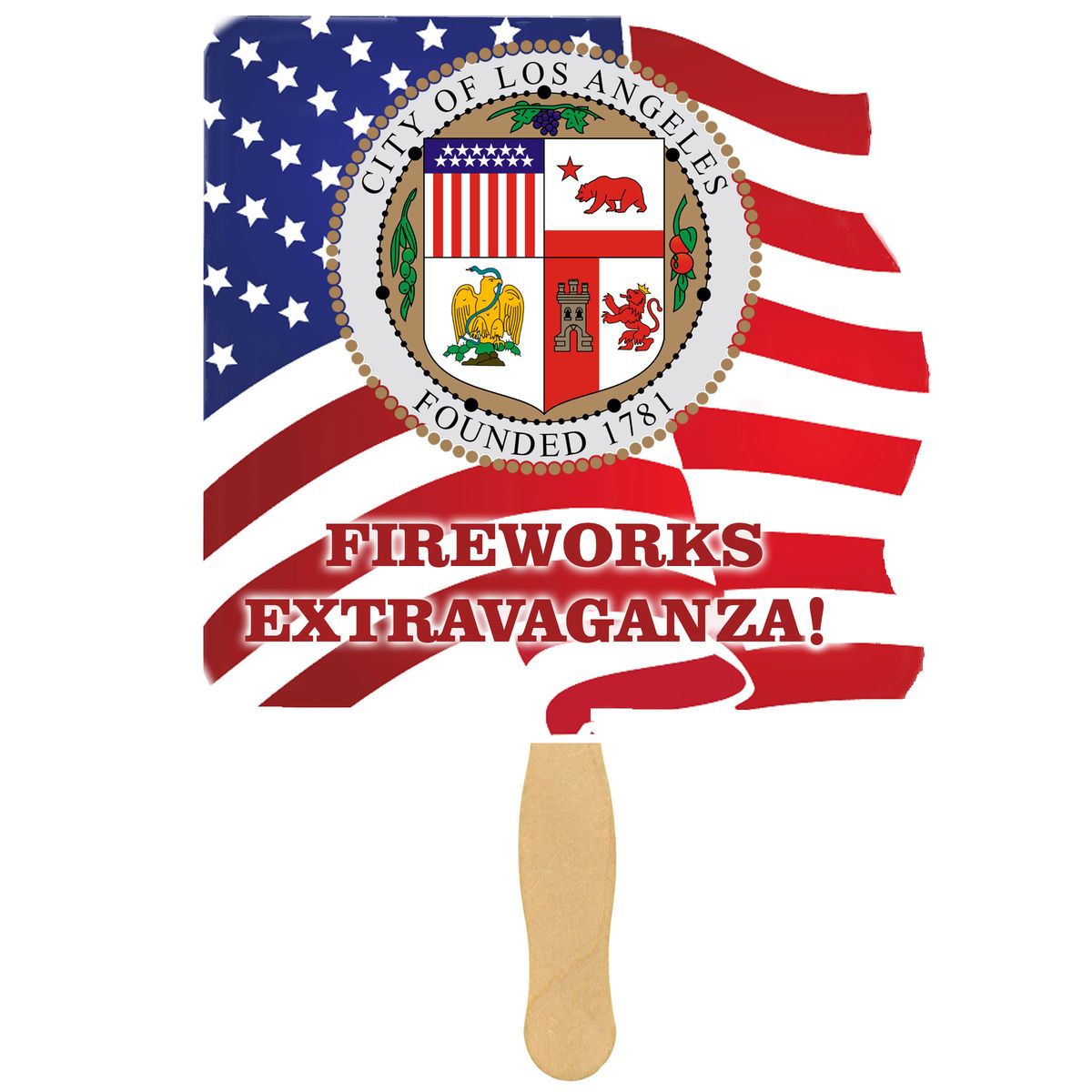 Flag Sandwiched Hand Fan (2 Side/ Four Color Process)