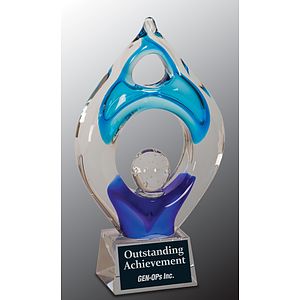 10 1/4" Winner Colored Art Glass Award