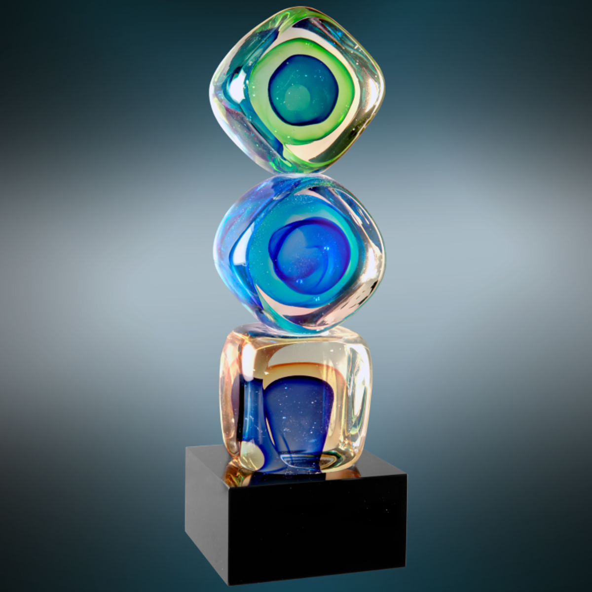 9 1/4" Stacked Blocks Art Glass Award