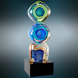 9 1/4" Stacked Blocks Art Glass Award