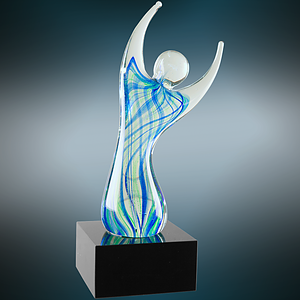 9" Raised Arms Art Glass Award